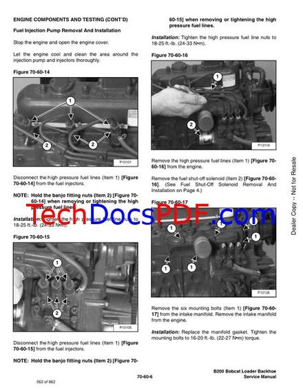Bobcat B200 Backhoe Loader Service Manual (6901848)