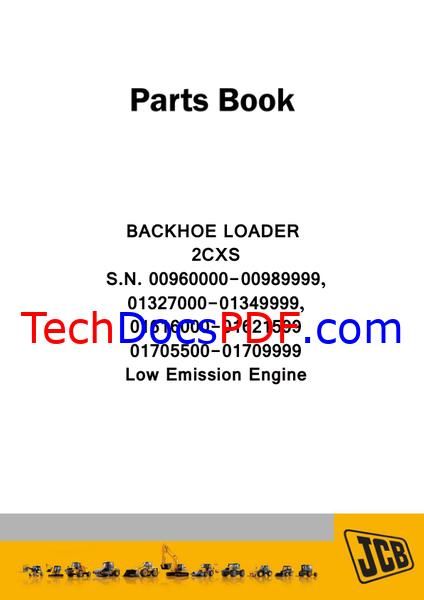 JCB 2CXS Backhoe Loader Low Emission Engine Parts Manual (9812/0030)