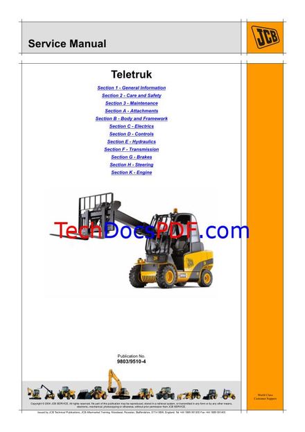 JCB TELETRUK SERVICE MANUAL (PN 9803/9510-4)