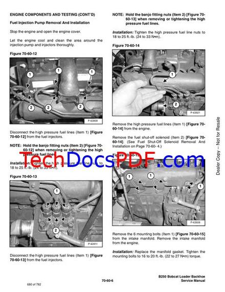 Bobcat B250 B Series Backhoe Loader Service Manual (6903864)
