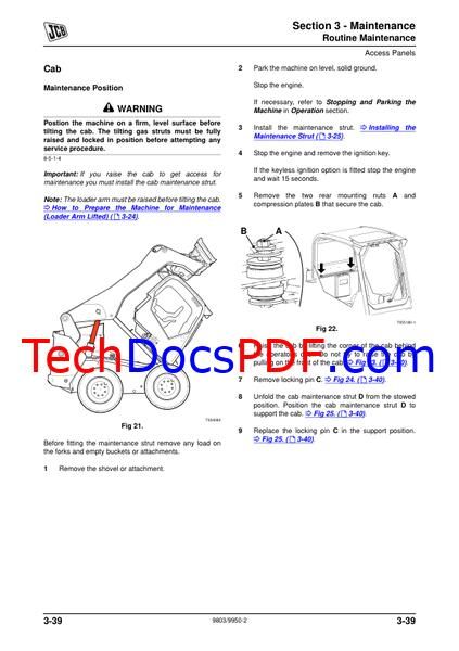 JCB 225, 225T, 260, 260T, 280, 300, 300T, 320T Skid Steer Large Platform Service Manual 9803/9950-2