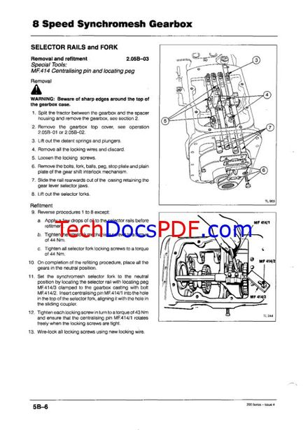 Massey Ferguson 200 Series Tractor Service Manual (230, 231, 240, 253, 261, 283, 290) PN 1856705M4