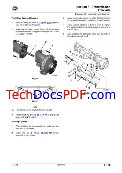 JCB 323 HST &amp; 327 HST Tractor Service Manual (9803/9470)