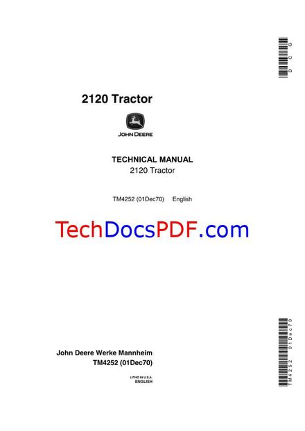 John Deere 2120 Tractor Technical Manual (TM4252)