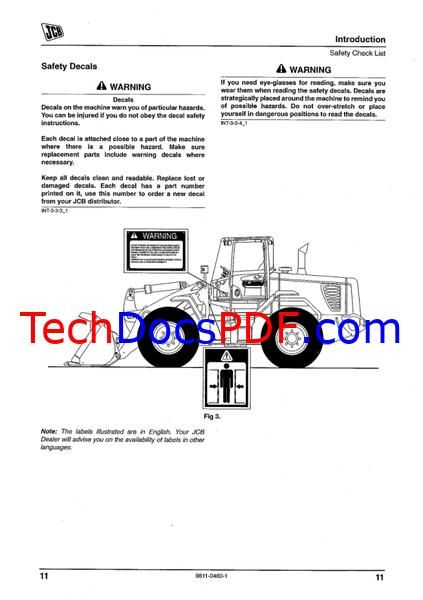 JCB 423, 436 Wheeled Loading Shovel Operator Handbook (9811/0480)