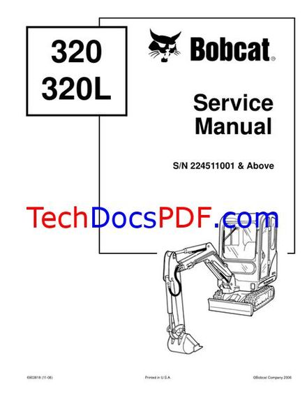 Bobcat 320 and 320L Excavator Service Manual (6903818)