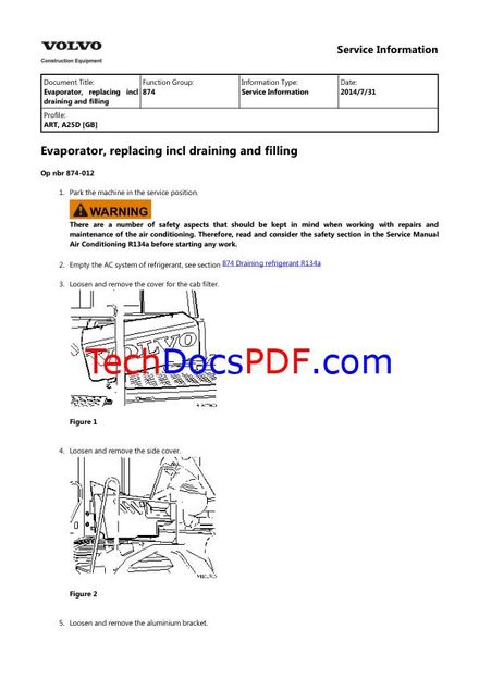 Volvo A25D Articulated Haulers Service Manual