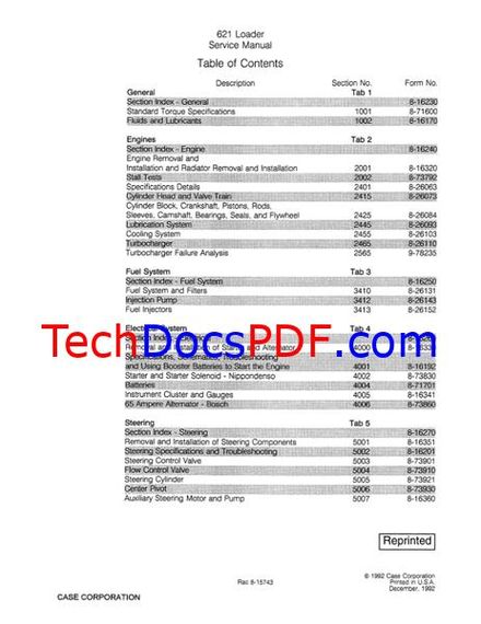 CASE 621 Loader Service Manual