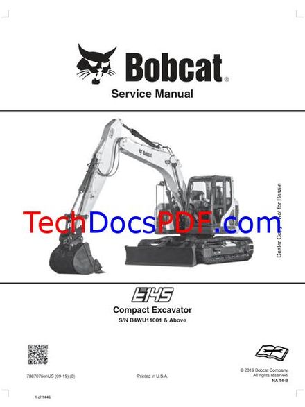 Bobcat E145 Compact Excavator Service Manual (7387076enUS)