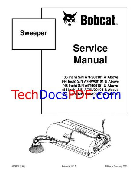 Bobcat Sweeper Service Manual (6904756)