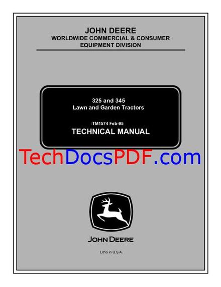 John Deere 325 and 345 Lawn and Garden Tractors Technical Manual (TM1574)
