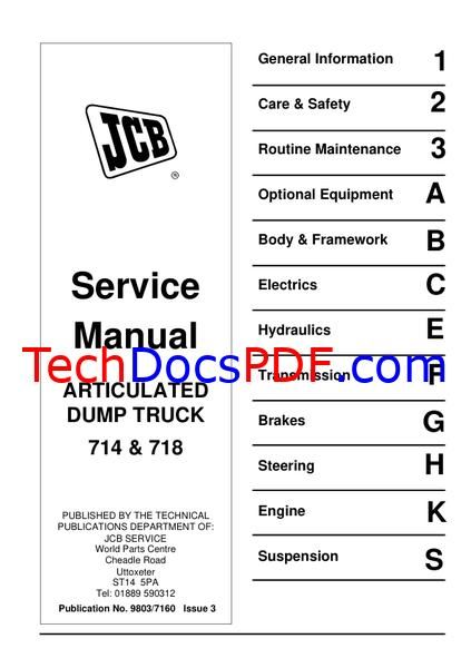 JCB 714 &amp; 718 ADT Tier 2 Service Manual (9803/7160-3)