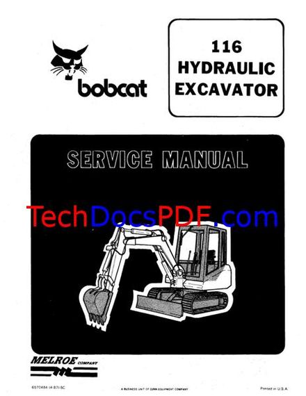 Bobcat 116 Hydraulic Excavator Service Manual (6570484)