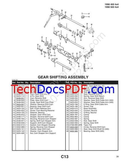 Arctic Cat ATV 400 4x4 &amp; 500 4x4 (Model No. 98A4E-AP &amp; 98A4G-AP) Parts Catalog