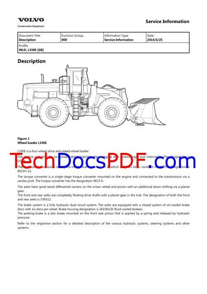 Volvo L330E Wheel Loader Service Manual