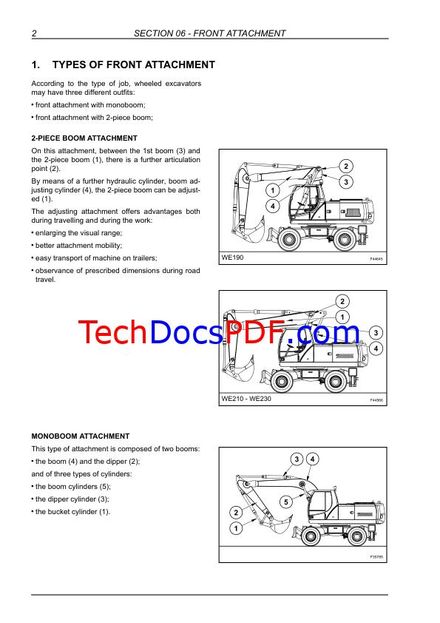 NEW HOLLAND WE190, WE210, WE230 WHEELED EXCAVATOR SERVICE MANUAL (PN 84291045A)