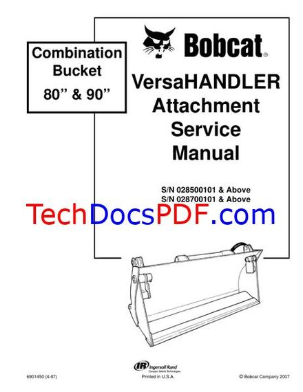 Bobcat Combination Bucket 80 &amp; 90 Service Manual (6901450)