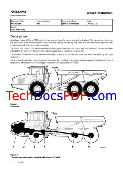 Volvo A30E Articulated Haulers Service Manual