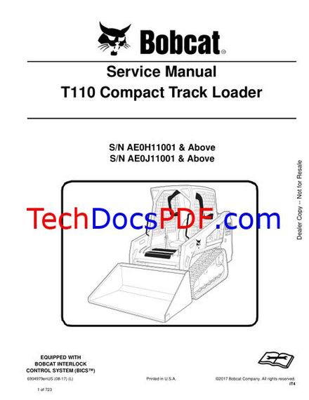 Bobcat T110 Compact Track Loader Service Manual (6904979enUS)