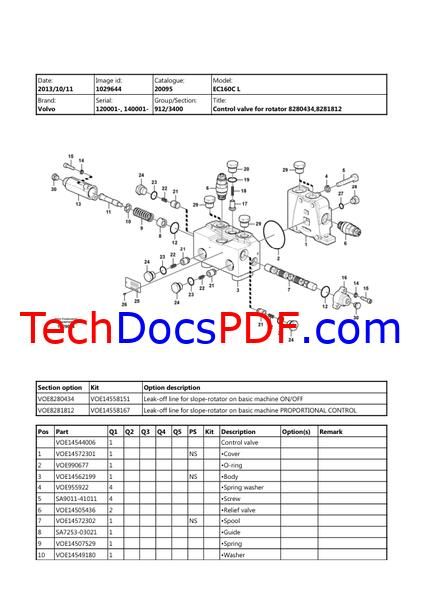 Volvo EC160C L / EC160C NL Excavator Parts Manual