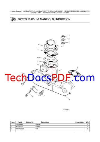 JCB 410 Wheeled Loaders Parts Manual (9802/2250)