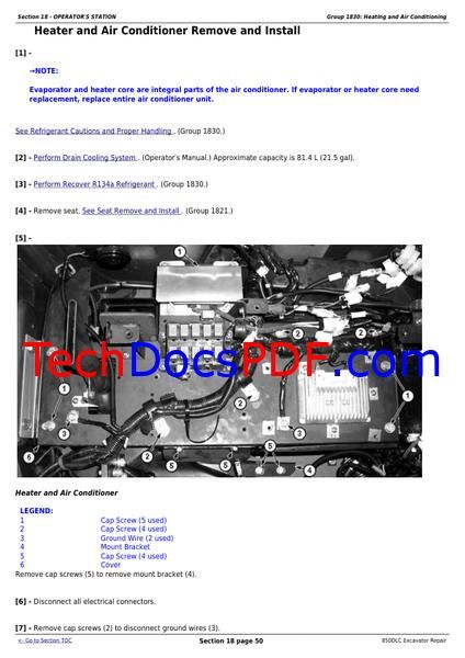 John Deere 850DLC Excavator Repair Technical Manual (TM10011)