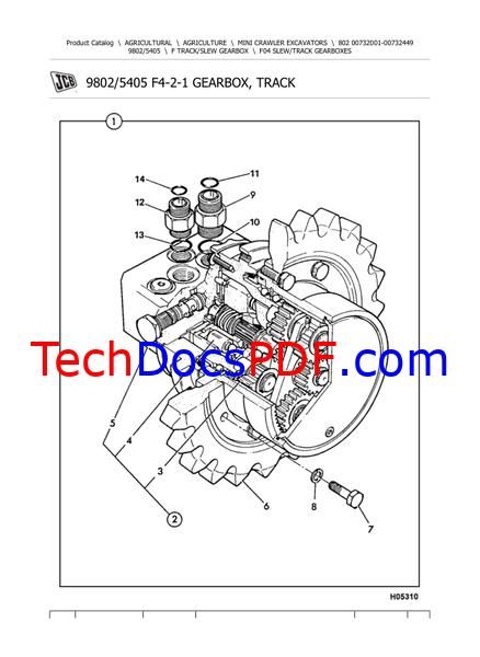 JCB 802 Mini Crawler Excavator Tier 1 Parts Catalogue 9802/5405