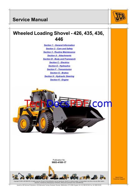 JCB 426, 427, 435, 436, 437, 446 Wheeled Loading Shovel Service Manual