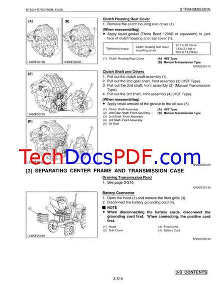 Kubota B7400 B7500 Tractor Service Manual