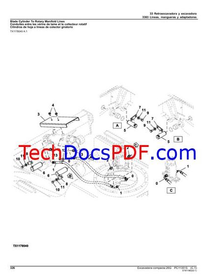 John Deere 26G Compact Excavator Parts Catalog (PC11351S)