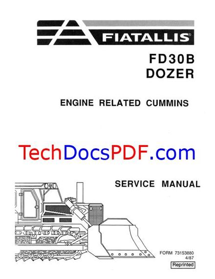 FIAT ALLIS FD30B DOZER ENGINE RELATED CUMMINS SERVICE MANUAL (73153880)