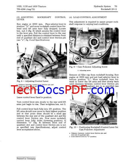 John Deere 1020, 1120 and 1630 Tractors Technical Manual (TM4286)