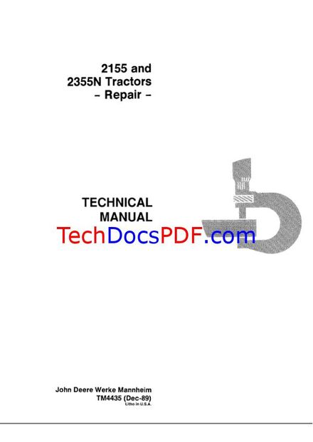 John Deere 2155 and 2355N Tractors Repair Technical Manual (TM4435)
