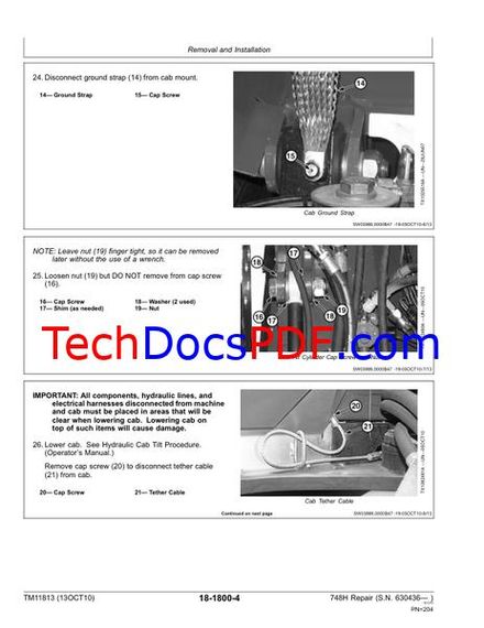 John Deere 748H Skidder Repair Technical Manual (TM11813)