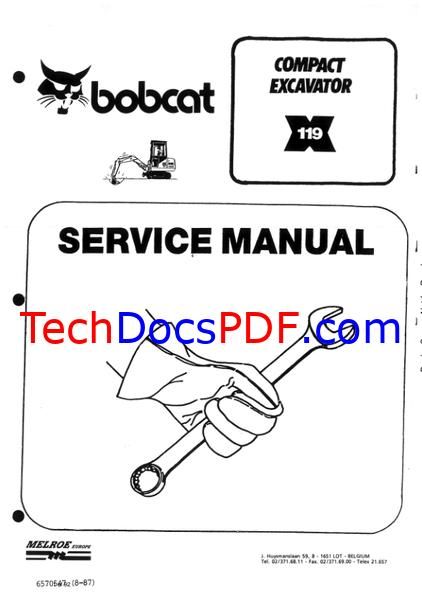 Bobcat X119 Compact Excavator Service Manual (6570547)