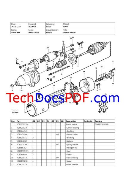 Volvo BM L50B Wheel Loader Parts Manual