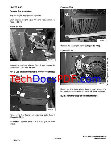 Bobcat B250 B Series Backhoe Loader Service Manual (6902715)