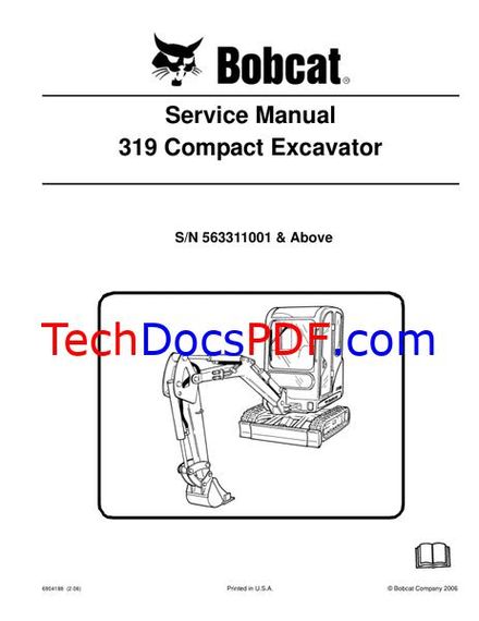 Bobcat 319 Compact Excavator Service Manual (6904188)