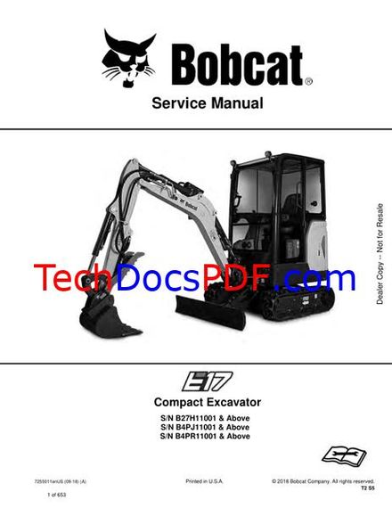 Bobcat E17 Compact Excavator Service Manual (7255011enUS)