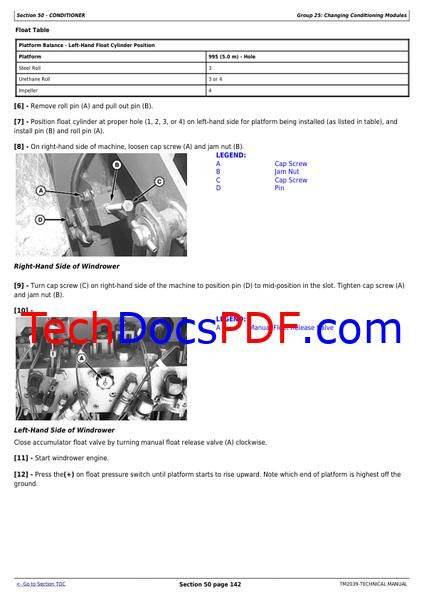 John Deere 995 (5 Meter) Rotary Platform Diagnostic and Repair Technical Manual (TM2039)