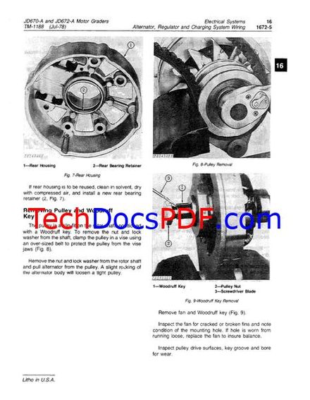 John Deere 670A and 672A Motor Grader Repair Technical Manual (TM1188)