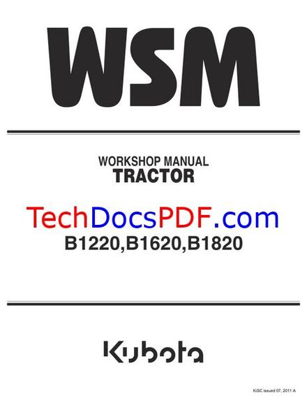 Kubota B1220, B1620, B1820 Tractor Service Manual