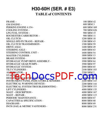 Hyster H30H, H40H, H50H, H60H Forklift Trucks Service Manual