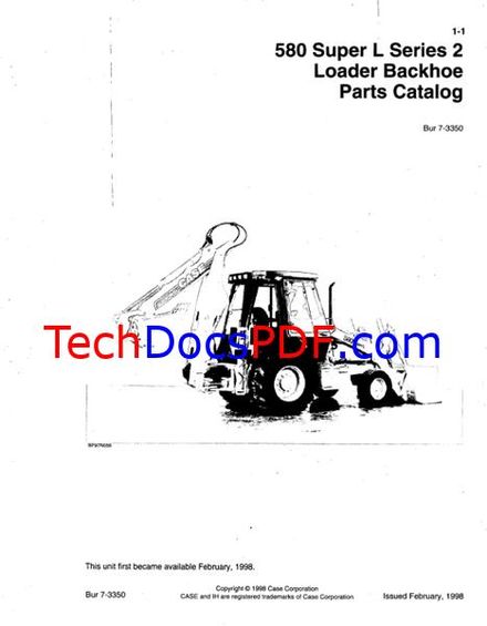 CASE 580 Super L Series 2 Loader Backhoe Parts Catalog (7-3350)