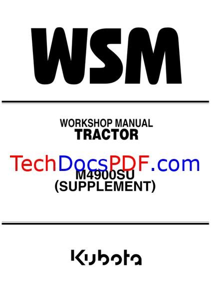 Kubota M4900SU Tractor (Supplement) Service Manual (97897-18120)