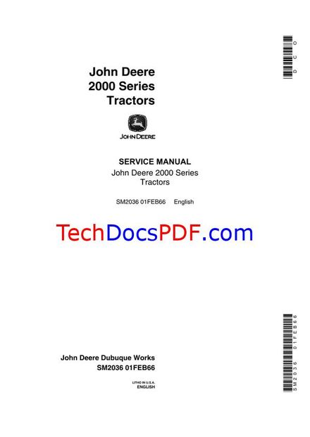 John Deere 2000 Series Wheel Tractor Service Manual (SM2036)