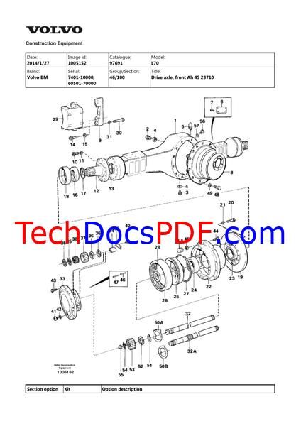 Volvo BM L70 Wheel Loader Parts Manual