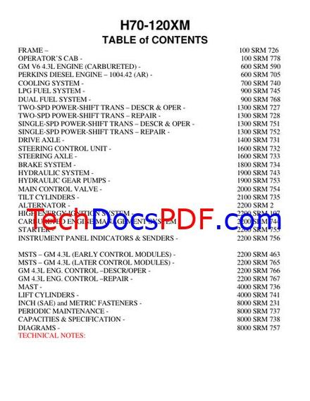 Hyster H70XM, H80XM, H100XM, H120XM Forklift Trucks Service Manual
