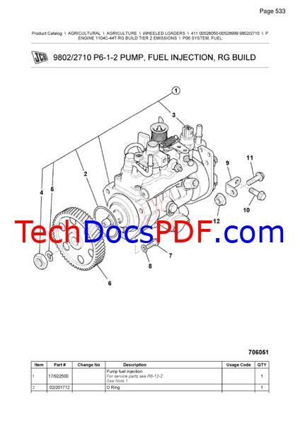 JCB 411 Wheeled Loaders Parts Manual (9802/2710)