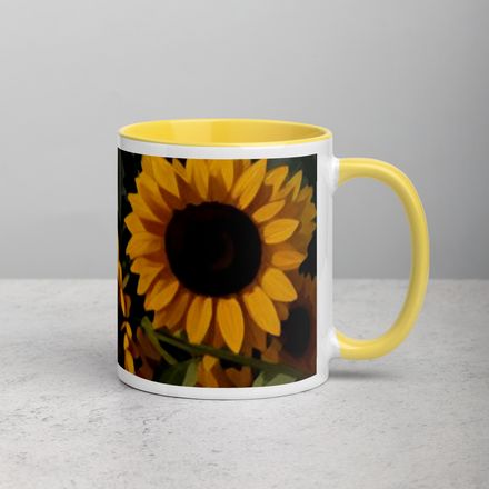 Rica Sunflower Ceramic Mug with Color Inside